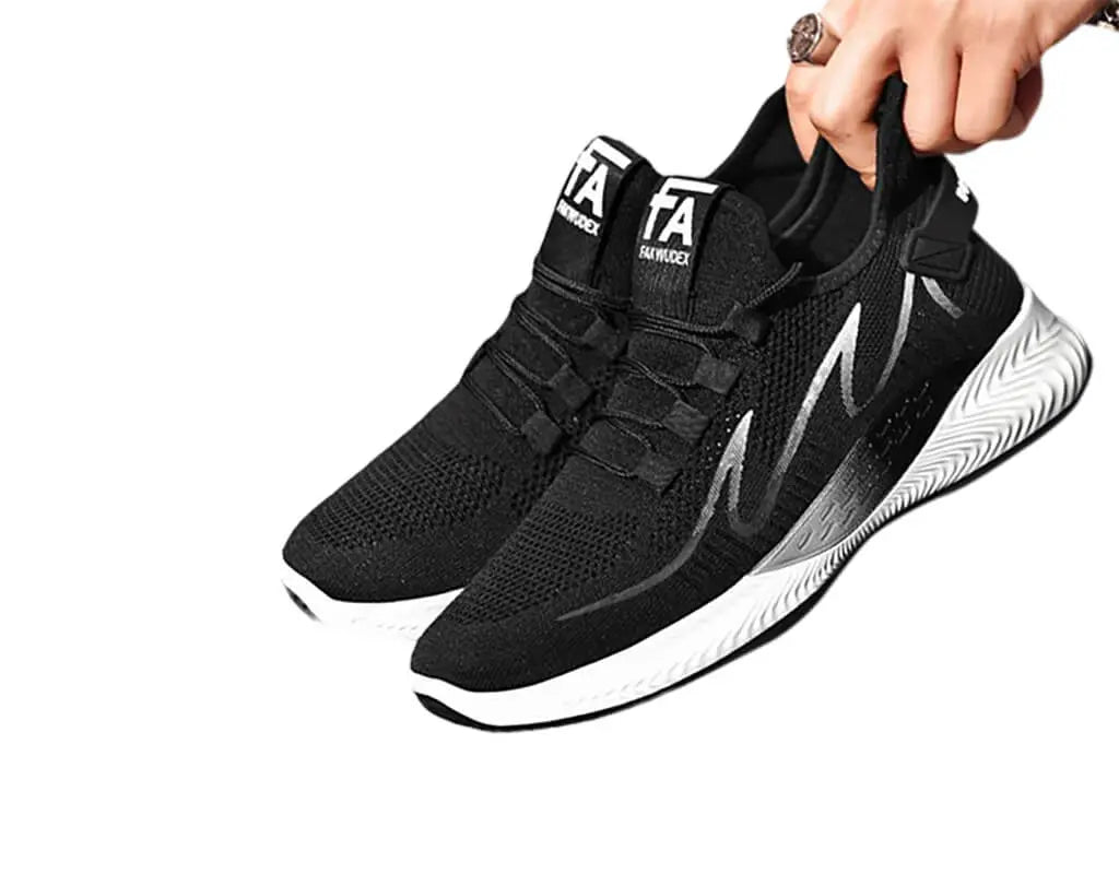 Breathable and elastic design, fit any feet, black, black and red, black, white running shoes