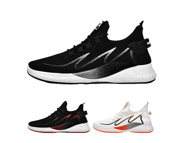 Breathable and elastic design, fit any feet, black, black and red, black, white running shoes