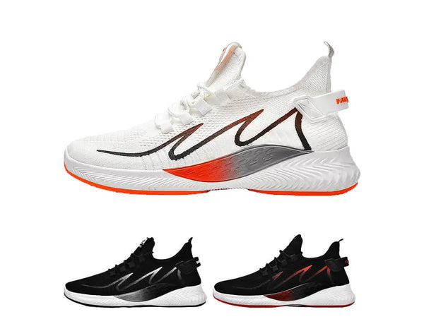 Breathable and elastic design, fit any feet, black, black and red, black, white running shoes