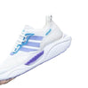 White running sneakers, air cushioning, elastic closure lightweight stretchable design