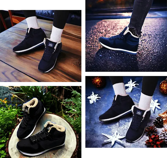 Winter, Autumn and Fall Winter Boots blue and black with warm inner lining, stable grip and water resistant nano-coating.