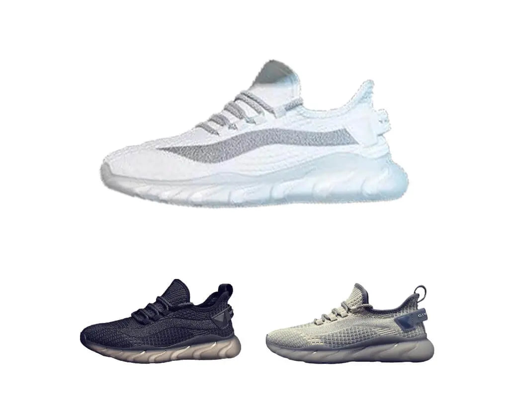 Running Sneakers Black, Beige, White with air cushioning soles and airflow insole white black biege