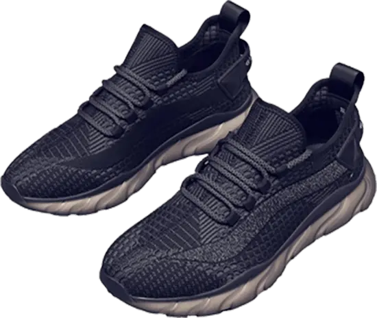 Running shoes Black with soft air cushioning soles.