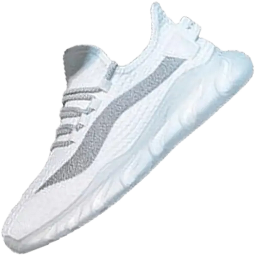 Running shoes White with soft air cushioning soles.