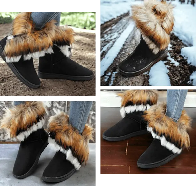 Collection Warm Water Repellent Winter Boots with warm lining and anti-slip soles Black