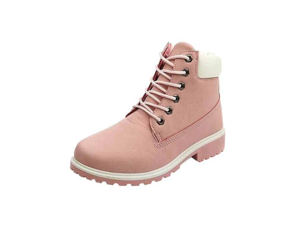 Warm Inner Lining winter, fall and autumn boots with water repellent coating and reinforced heel pink