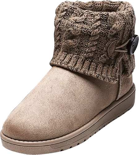 Nubuck warm winter and autumn boots with extra heel support Beige