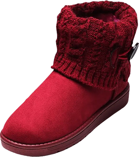 Nubuck warm winter and autumn boots with extra heel support Red