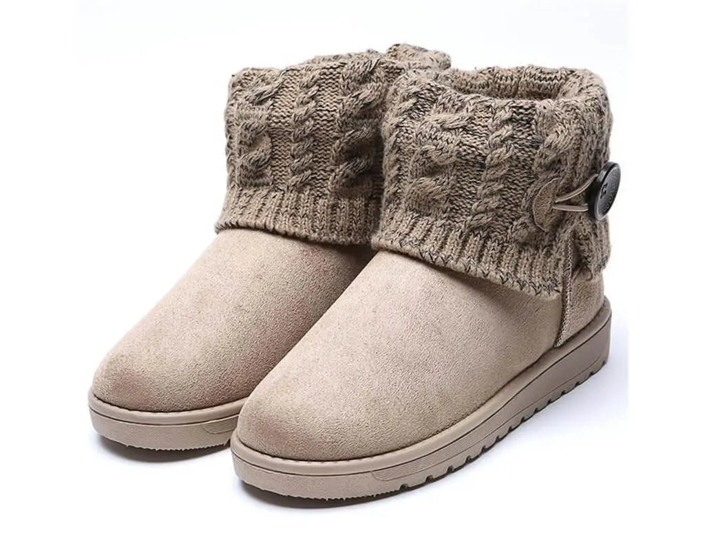 Warm Winter, Autumn and Fall shoes with warm inner lining, reinforced heel area and anti-slip rubber soles Beige 