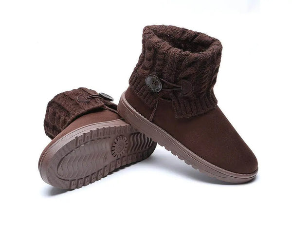 Warm Winter, Autumn and Fall shoes with warm inner lining, reinforced heel area and anti-slip rubber soles Brown