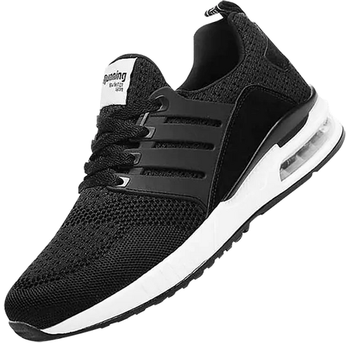 Black Sneakair I Running shoes white with easy slip in design and elastic shoe laces for easy fit.