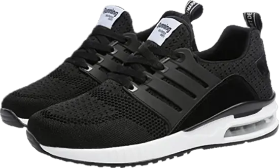 Black Sneakair I Running shoes white with easy slip in design and elastic shoe laces for easy fit.