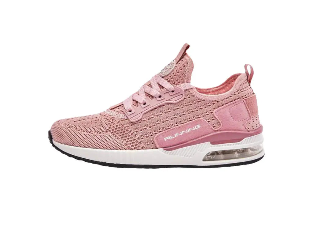 Pink Running shoes white with easy slip in design and elastic shoe laces for easy fit.