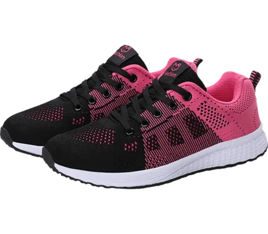 Unisex breathable autumn, fall and summer sneakers trendy design, black and pink