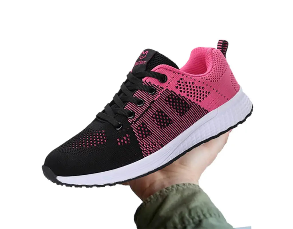 Unisex breathable autumn, fall and summer sneakers trendy design, black and pink