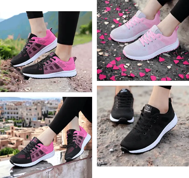 Unisex breathable autumn, fall and summer sneakers trendy design pink and black, pink, black